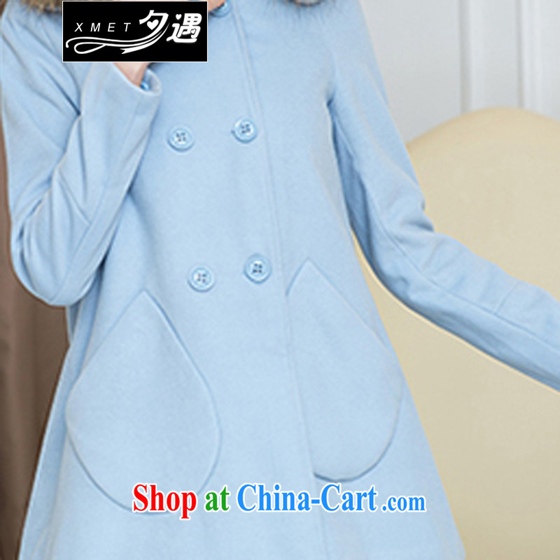 Overnight in winter 2014 the new women's coats Korean Goddess in long hair, it jacket girls 33,563 blue quality version XL, overnight, and shopping on the Internet