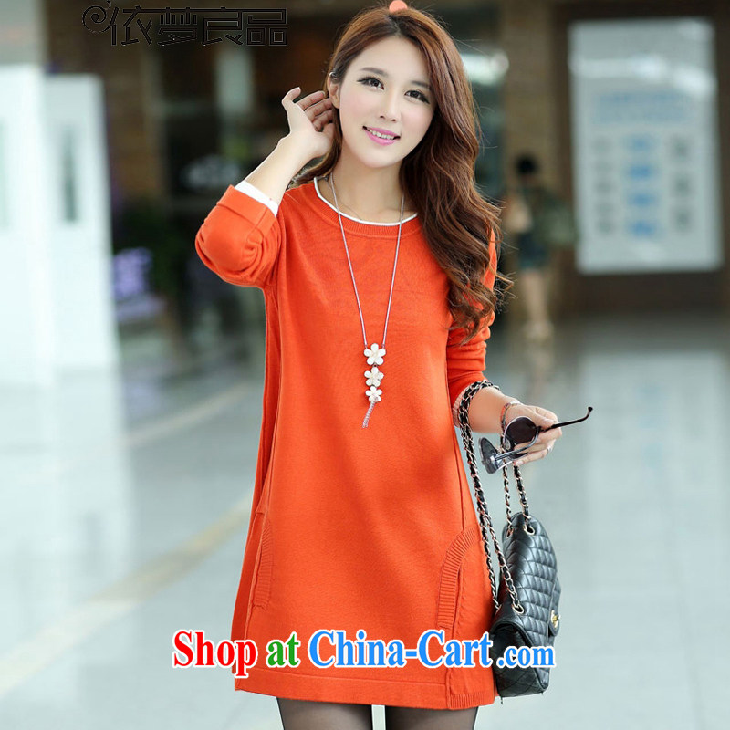 According to dream-liang, 2015 spring new larger female thick MM, long-dresses knit-loose video thin sweater girl DM 10 orange XXXL _150 - 165 _ jack