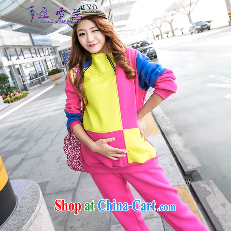 Surplus snow, 2014 autumn and winter Korean pregnant women with stylish candy spell color pregnant women sport and leisure, clothing and kit _852 the red spell blue-green - Spring thin XL
