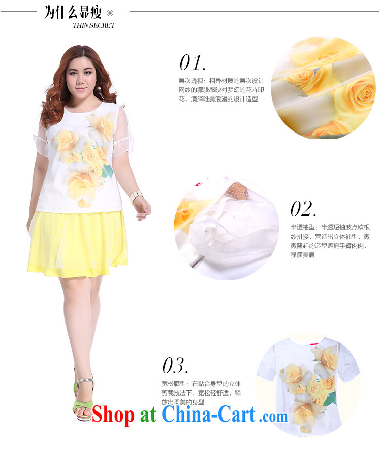 Slim LI Sau 2014 summer new, larger female temperament Web yarn flower stamp 100 on the root yarn stitching smocks Q 5607 m White 4 XL pictures, price, brand platters! Elections are good character, the national distribution, so why buy now enjoy more preferential! Health