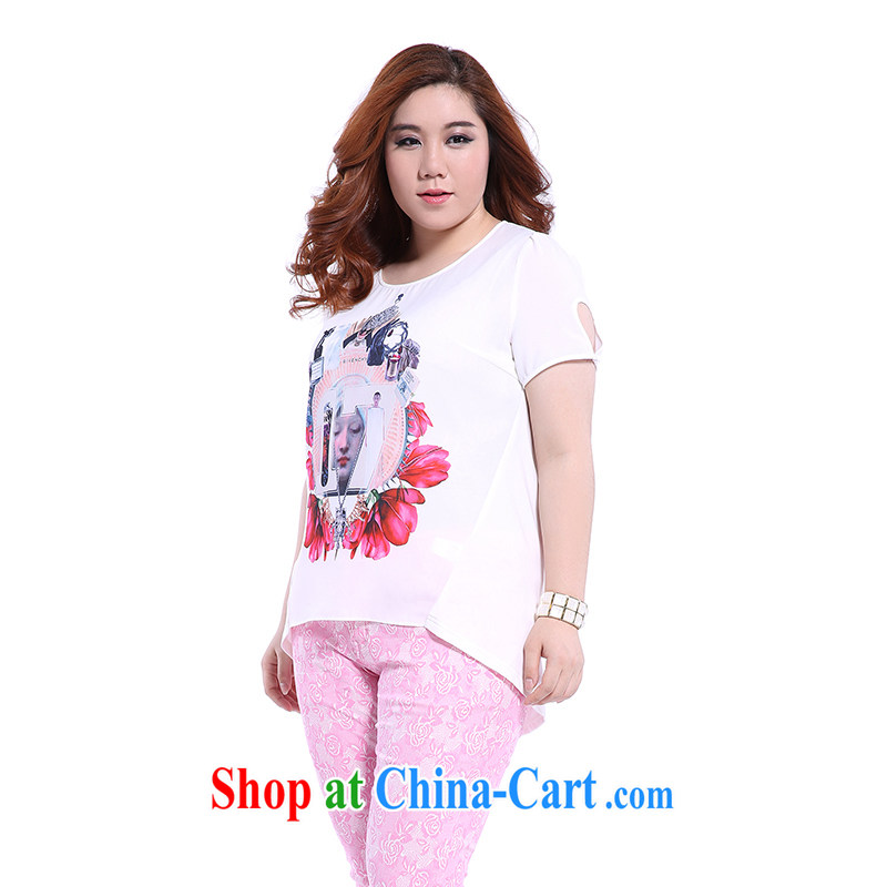 Slim Li-su summer 2014 new larger female leisure 100 Ground Sense future stamp duty is not rules, with snow woven shirts Q 5793 white L, slim Li-su, and shopping on the Internet