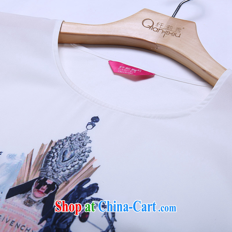 Slim Li-su summer 2014 new larger female leisure 100 Ground Sense future stamp duty is not rules, with snow woven shirts Q 5793 white L, slim Li-su, and shopping on the Internet