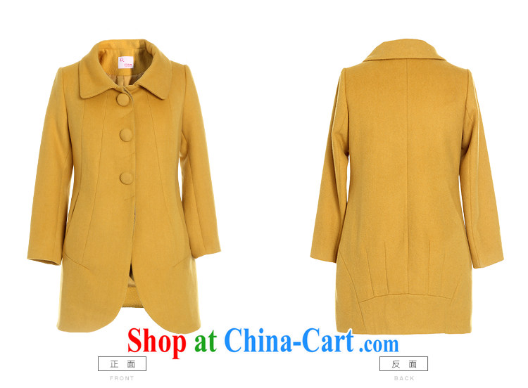 Slim LI Sau 2014 autumn and winter new, larger female lapel simple tulip-wool so the coat jacket Q 6375 yellow XL pictures, price, brand platters! Elections are good character, the national distribution, so why buy now enjoy more preferential! Health