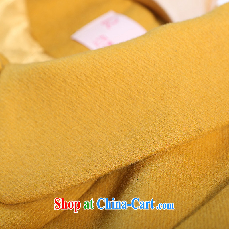 Slim LI Sau 2014 autumn and winter new, larger female lapel simple tulip-wool that the coat jacket Q 6375 yellow XL, slim Li-su, and shopping on the Internet