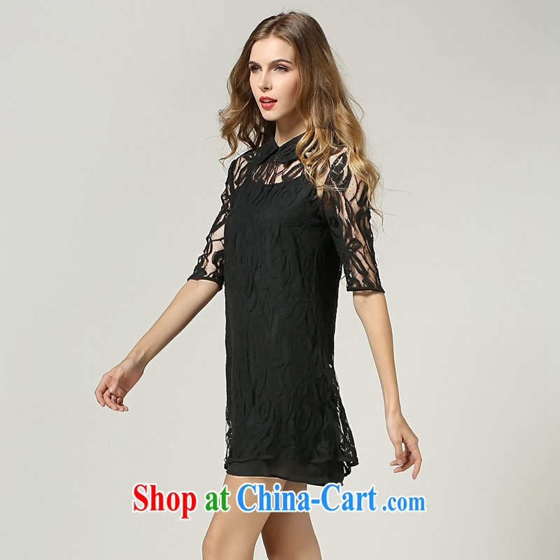 Connie's dream 2015 spring new European and American high-end the fat XL women mm thick-waist two-piece lace dress hook take biological air cuff style skirts black XXXXXL, Anne's dream, the Code women's clothing, and shopping on the Internet