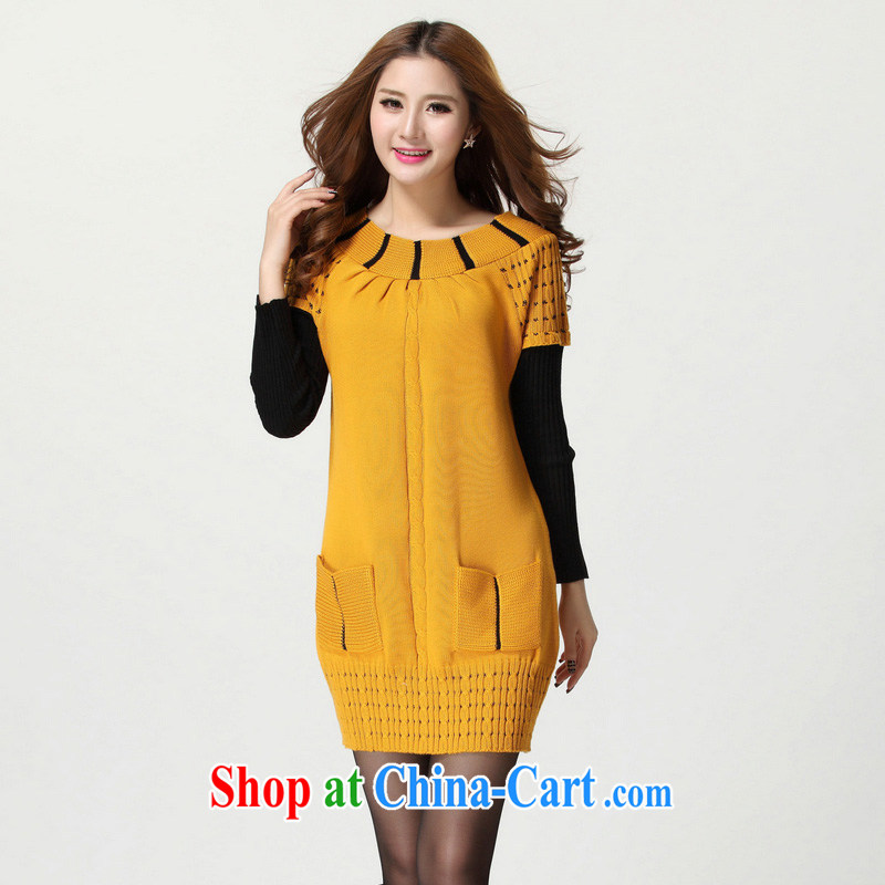 Constitution Yi, 2015 and indeed XL women mm thick load fall short skirts thick sister loose sweater knit-leave of two part video thin long-sleeved dresses yellow large numbers are codes, constitution, and, on-line shopping