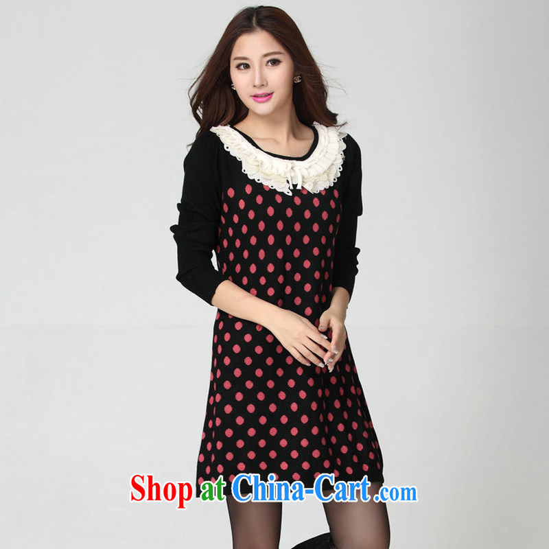 CONSTITUTION AND CLOTHING new 2015 fall and winter clothes XL Korean lace lace collar long-sleeved short skirts thick mm lovely the waist aura wave point dresses red point the Code, constitution and clothing, and shopping on the Internet