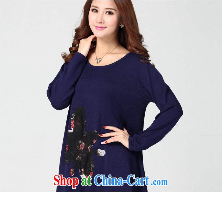 Constitution Yi Korean version 2015 autumn and winter new XL girls thick mm leisure loose stamp leave two stylish and beautiful lady long-sleeved knitted dress royal blue large code are code pictures, price, brand platters! Elections are good character, the national distribution, so why buy now enjoy more preferential! Health