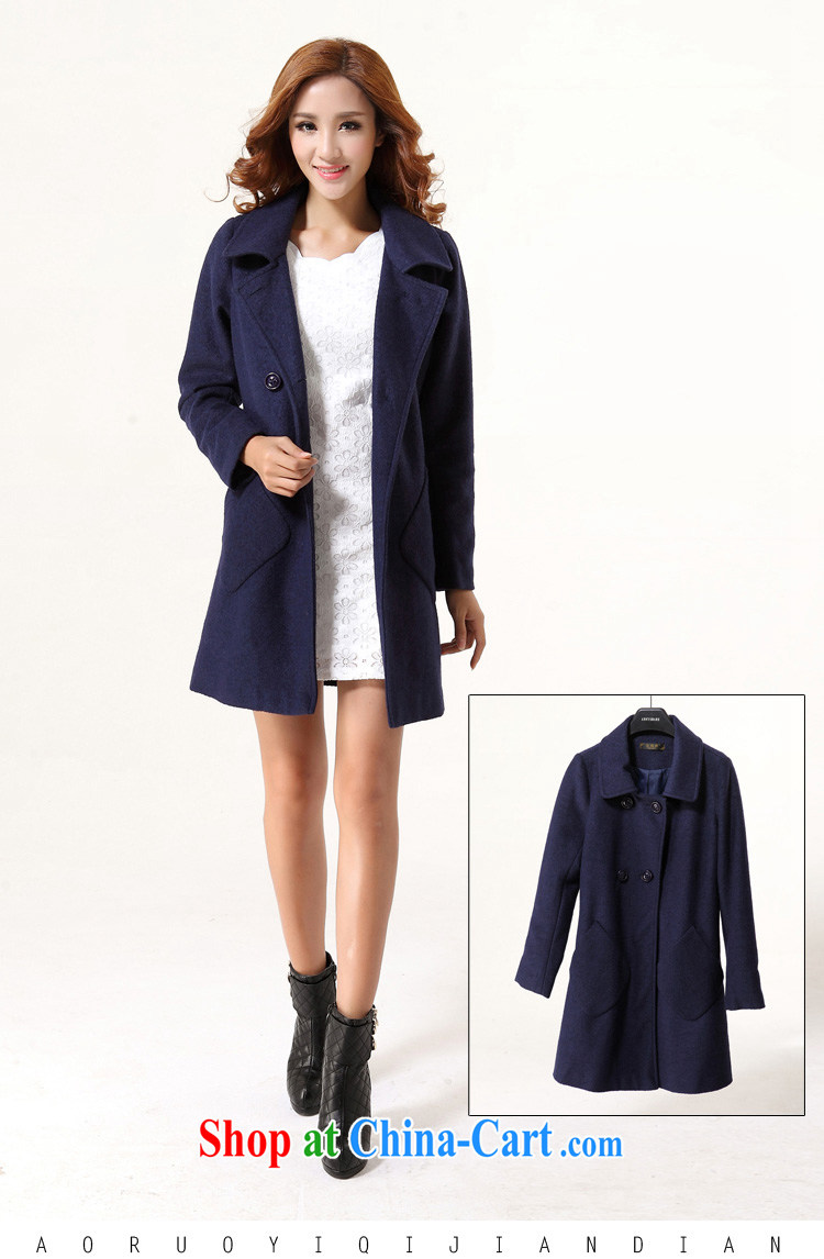 King, women 2014 winter wool coat? mm thick Korean relaxed, Long graphics thin it a windbreaker female dark blue 5 XL winter new pictures, price, brand platters! Elections are good character, the national distribution, so why buy now enjoy more preferential! Health