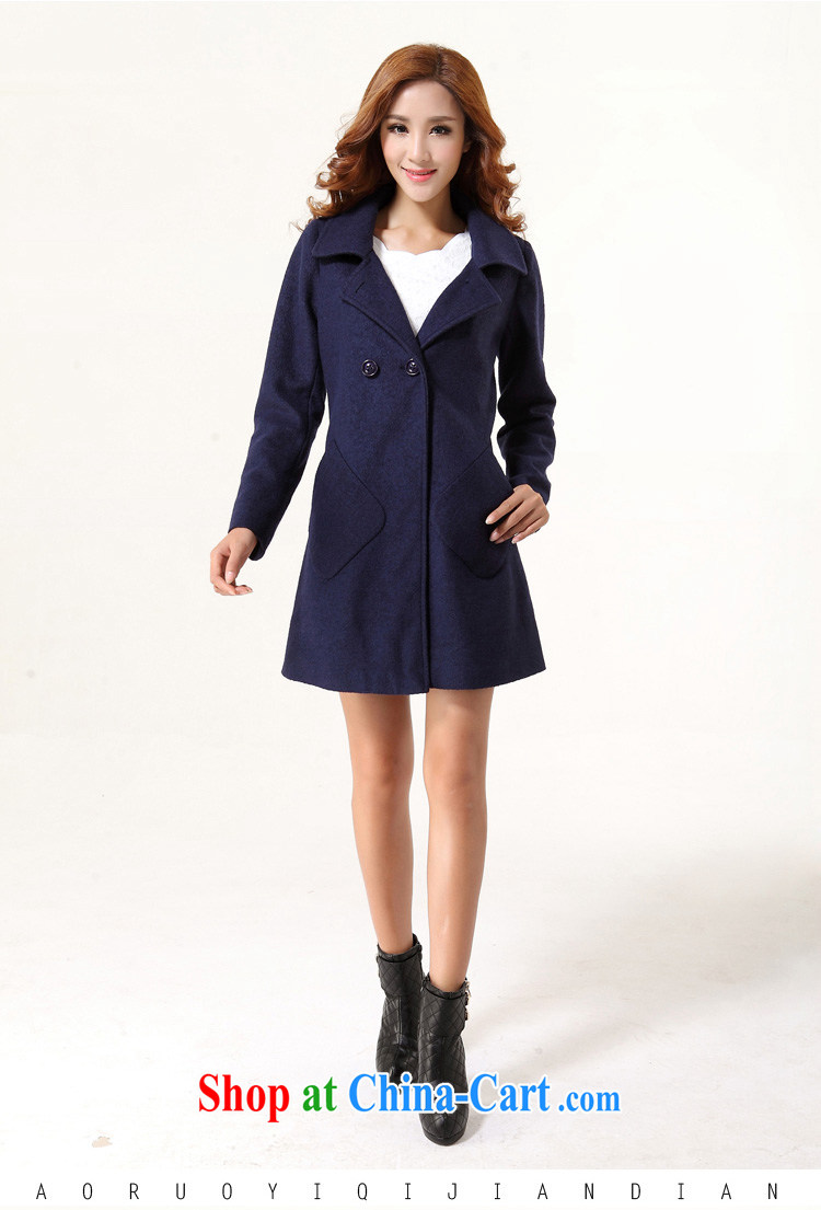 King, women 2014 winter wool coat? mm thick Korean relaxed, Long graphics thin it a windbreaker female dark blue 5 XL winter new pictures, price, brand platters! Elections are good character, the national distribution, so why buy now enjoy more preferential! Health