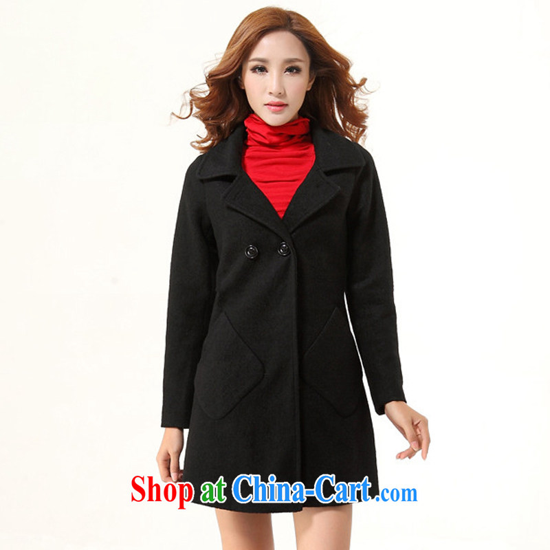 King, women 2014 winter wool coat is thick mm Korean version in relaxed long Graphics thin it a windbreaker female dark blue 5 XL winter new products, Jade Yi Shu, shopping on the Internet