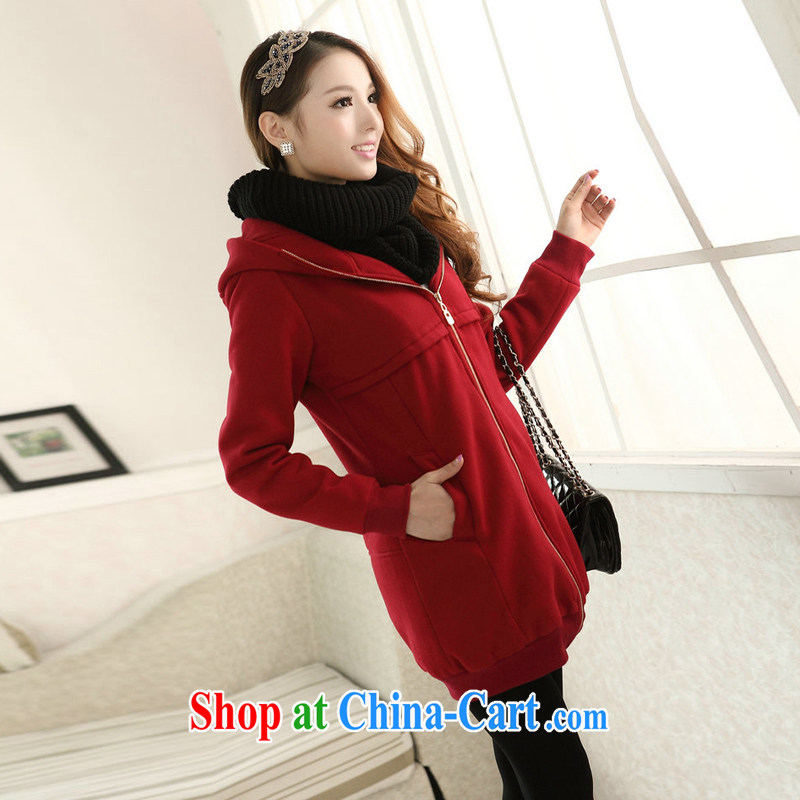 King, female 2014 autumn and winter with new thick MM jacket thicken the lint-free cloth obesity sister graphics thin, sweater red 5 XL, Jade Yi Shu, shopping on the Internet