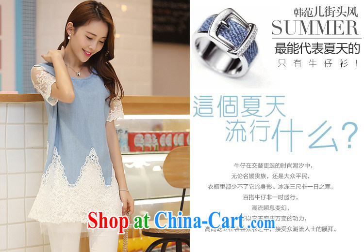 In accordance with South Korea Connie 2015 female new Korean lace short-sleeved denim solid dresses 1057 streaks, 4XL pictures, price, brand platters! Elections are good character, the national distribution, so why buy now enjoy more preferential! Health