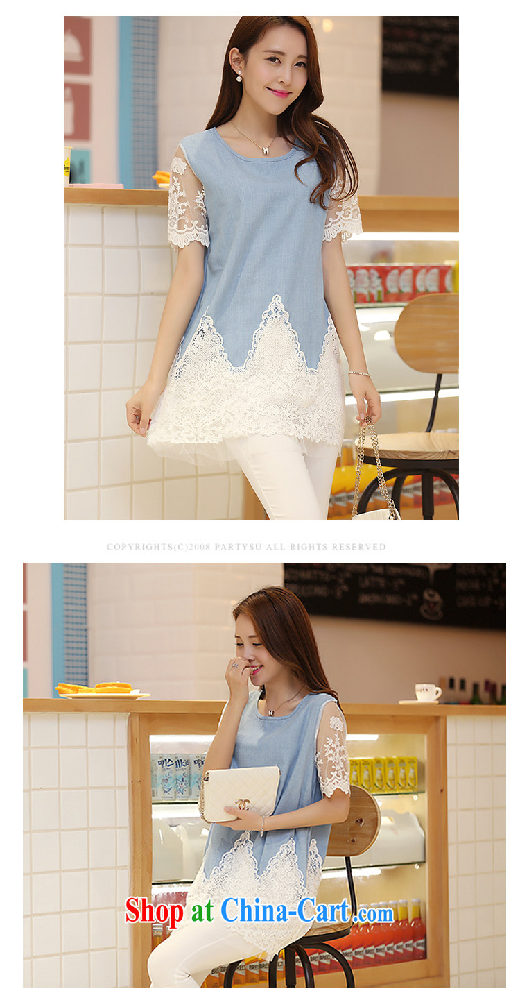 In accordance with South Korea Connie 2015 female new Korean lace short-sleeved denim solid dresses 1057 streaks, 4XL pictures, price, brand platters! Elections are good character, the national distribution, so why buy now enjoy more preferential! Health