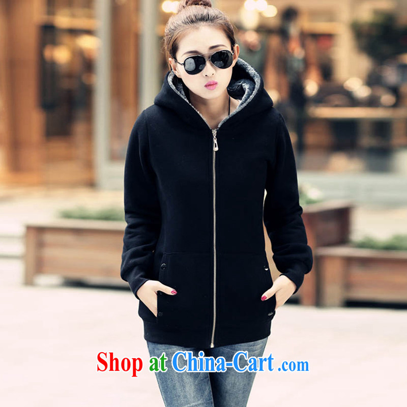 The Code's 2014 fall and winter, new, long, and thick warm zip-cap the lint-free cloth larger sweater black 6 XL, Jade Yi Shu, shopping on the Internet