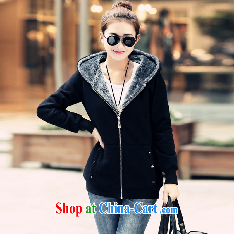 The Code's 2014 fall and winter, new, long, and thick warm zip-cap the lint-free cloth larger sweater black 6 XL, Jade Yi Shu, shopping on the Internet