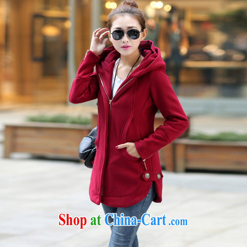 The Code's 2014 fall and winter new thick MM and indeed intensify, sweater, long, Korean version, jacket female wine red 6 XL, Jade Yi Shu, and shopping on the Internet