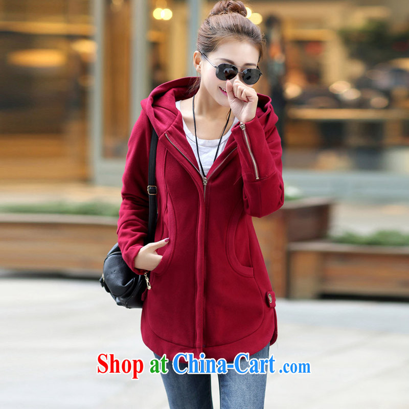 The Code's 2014 fall and winter new thick MM and indeed intensify, sweater, long, Korean version, jacket female wine red 6 XL, Jade Yi Shu, and shopping on the Internet