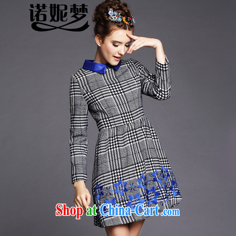 Connie's dream European and American high-end 2015 spring new products and indeed increase, female 200 jack to wear thick mm stylish long-sleeved 1000 birds, dresses G 297 gray XXXXXL