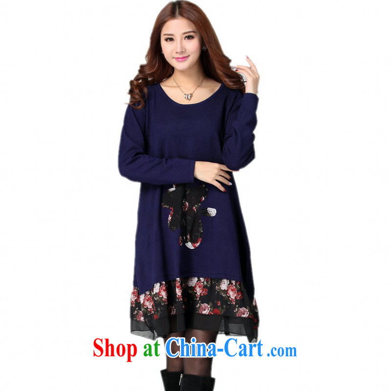 The delivery package as soon as possible e-mail mm thick larger dresses 2015 spring new sweater snow woven floral tiles long-sleeved knitted dresses video thin dark blue are code for 130 - 180 jack