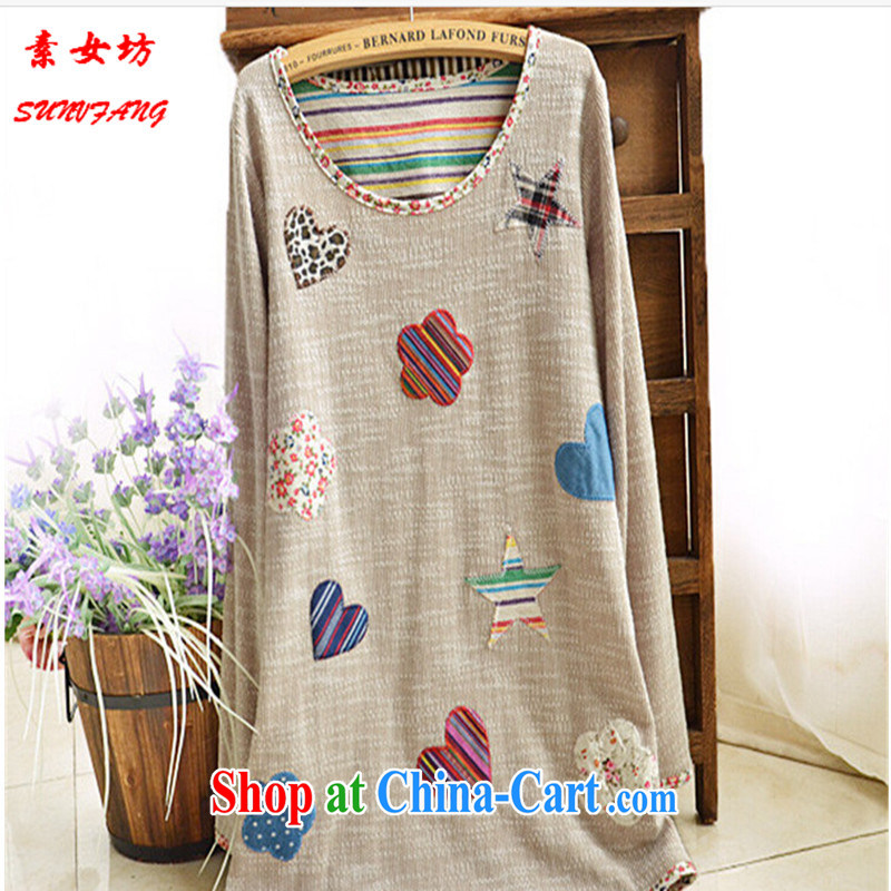 Pixel girl workshop fall 2015 with new, larger female dress mm thick Korean small fresh floral on the solid shirt, long T shirts women 966 figure Color Map Color XXXL, Workshop on Women (SUNVFANG), and, on-line shopping