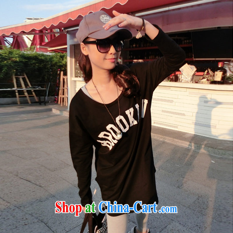 Hi Margaret slavery the code female Korean fashion 100 ground T shirt long-sleeved round-collar loose video thin bat shirt A 8609 Black Large Number 2 XL 160 - 195 jack wear, HI Marguerite was slavery, and shopping on the Internet