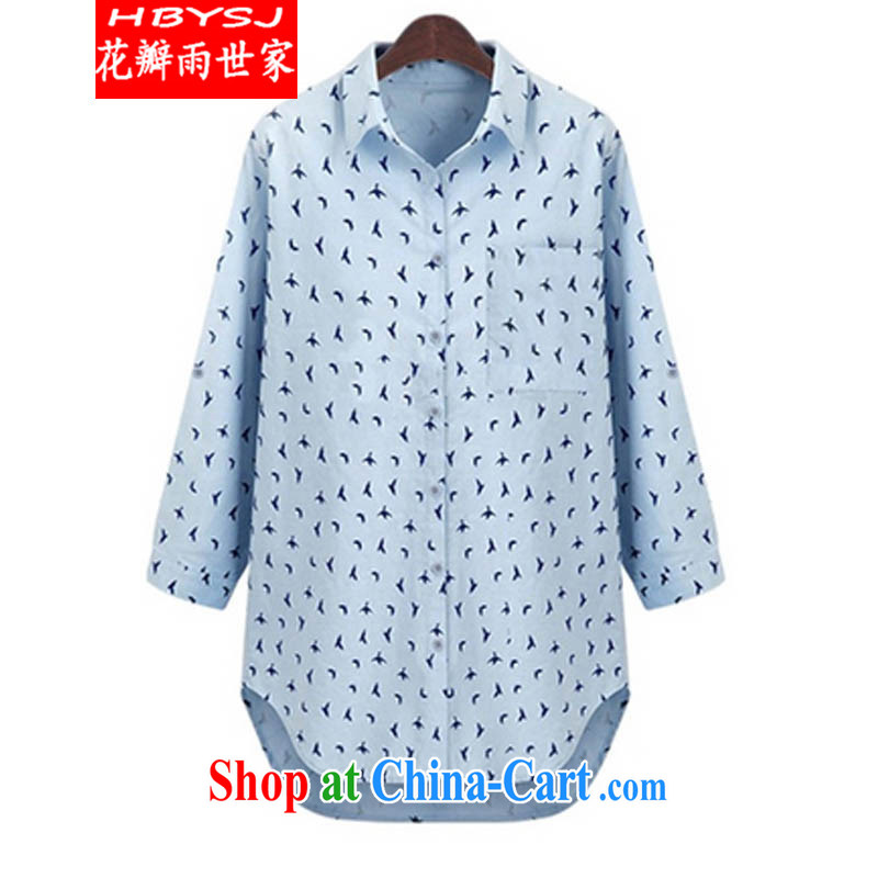 Petals rain family fall 2014 with the Code women mm thick loose stamp small patterns in long, floral shirt 5812 XXXXXL white petals, rain, family, shopping on the Internet