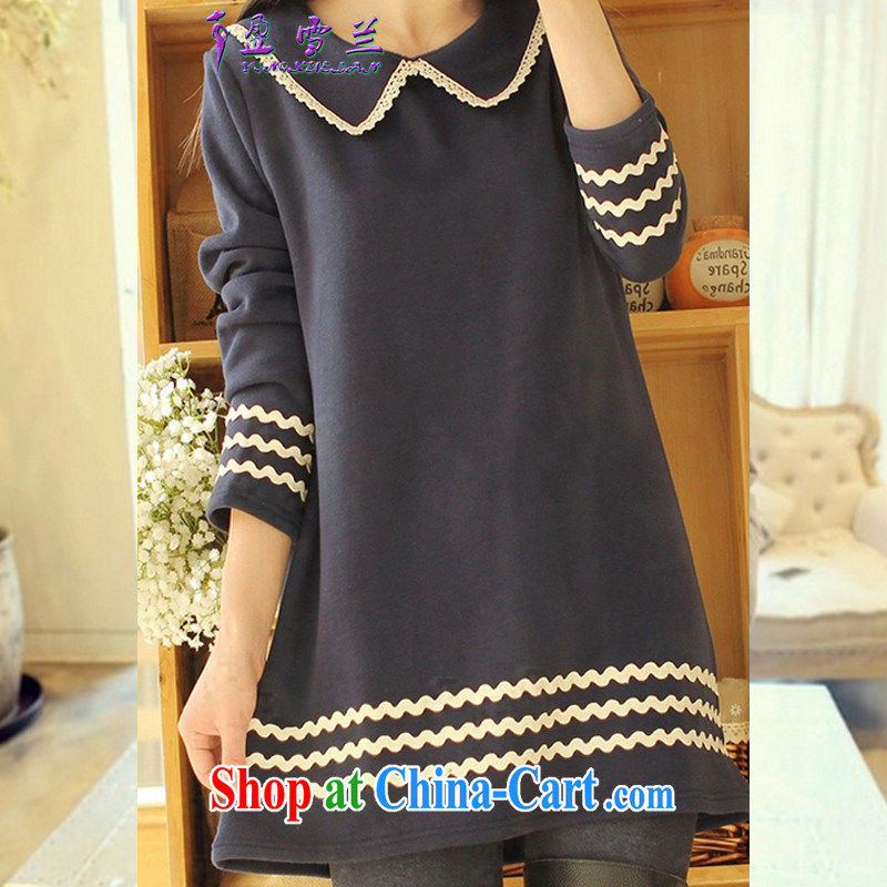Surplus Ice Blue 2015 new, lint-free cloth with thick warm lapel long-sleeved pregnant women dress is lint-free cloth fabric _1609 blue XXL