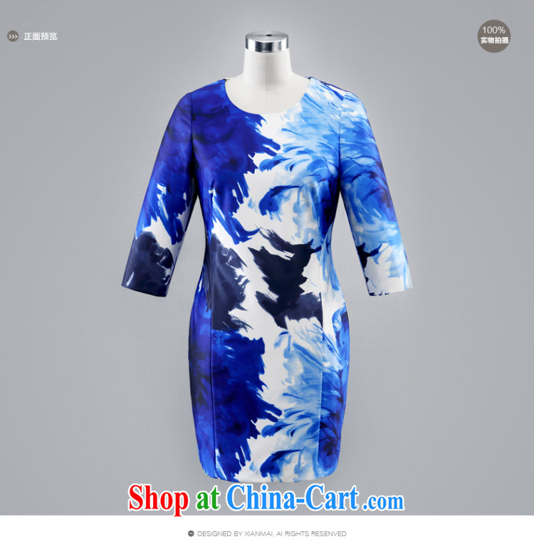 The wheat high-end large, female 2015 new spring, mm thick aura beauty stamp dress 851101723 blue 4 XL pictures, price, brand platters! Elections are good character, the national distribution, so why buy now enjoy more preferential! Health