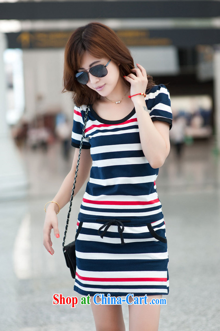 What charm summer 2015, the Code women dresses new dresses women T 837 blue and white striped short-sleeved XXXXL pictures, price, brand platters! Elections are good character, the national distribution, so why buy now enjoy more preferential! Health