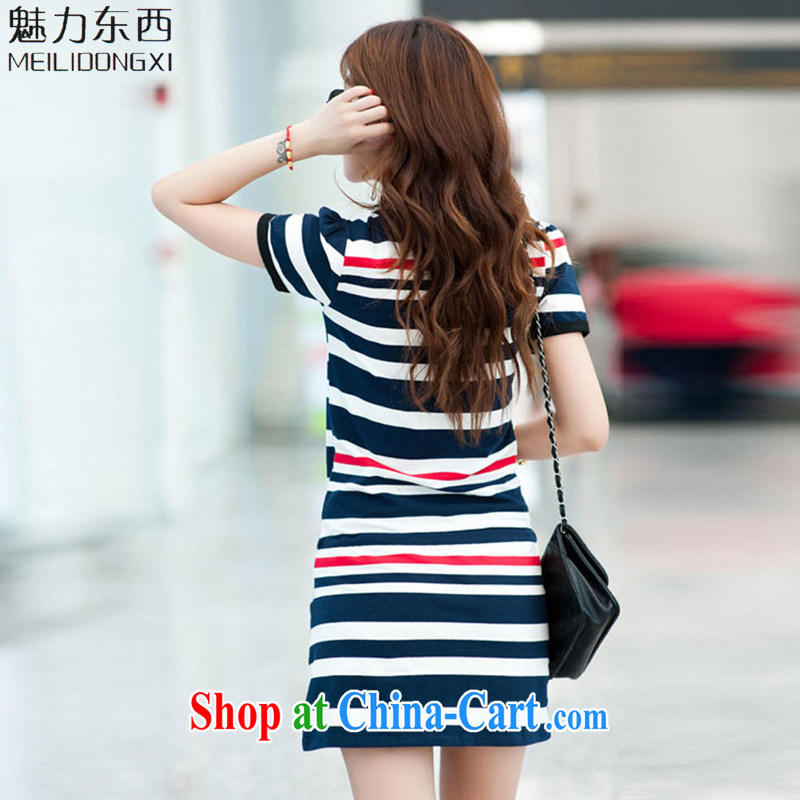 What charm summer 2015, the Code women's clothing dresses new dresses women T 837 blue-and-white striped short-sleeved XXXXL, Charm (MEILIDONGXI), online shopping