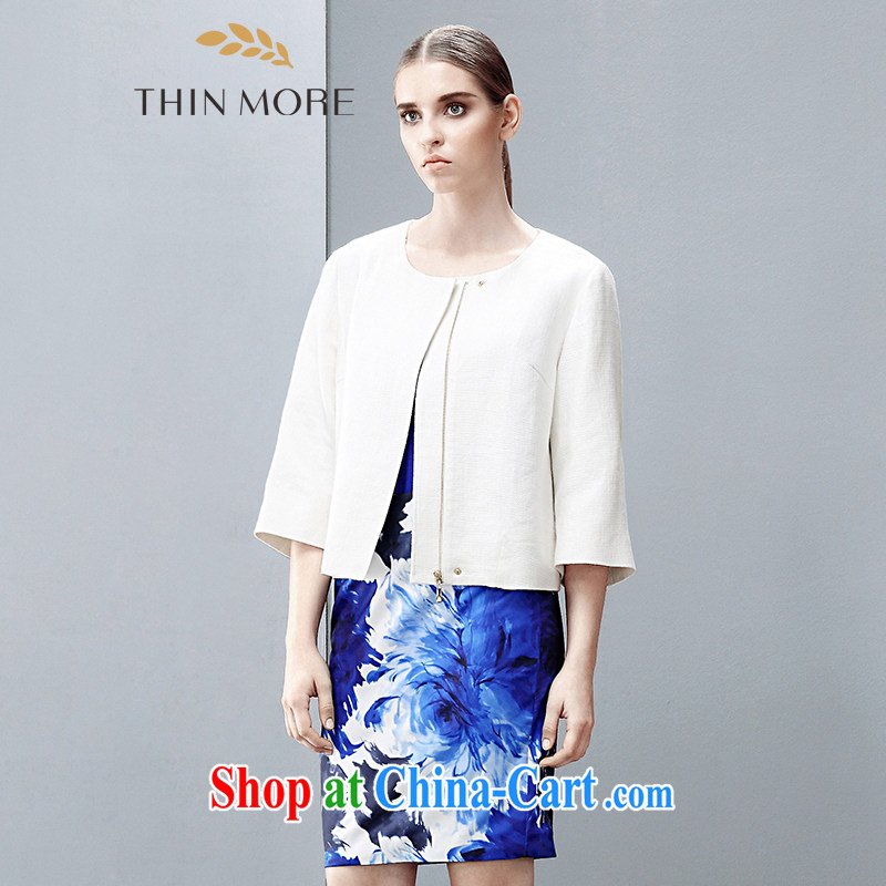 The wheat high-end large Code women spring 2015 new thick mm short temperament, 7 sub-sleeved jacket 851044286 white 4XL