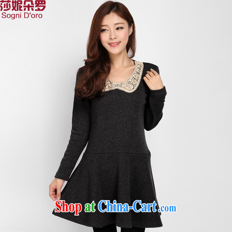 Laurie flower Luo, winter clothing dresses Korean version and indeed increase 200 Jack thick sister the lint-free cloth thick women 3101 skirt black 5 XL, Shani Flower (Sogni D'oro), and, on-line shopping