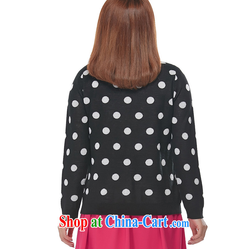 MSSHE XL women 2015 spring elegant 100 Ground Plane Collision color wave point round-collar long-sleeved sweater cardigan clearance 2287 black and white dots 4 XL, Susan Carroll, Ms Elsie Leung Chow (MSSHE), online shopping