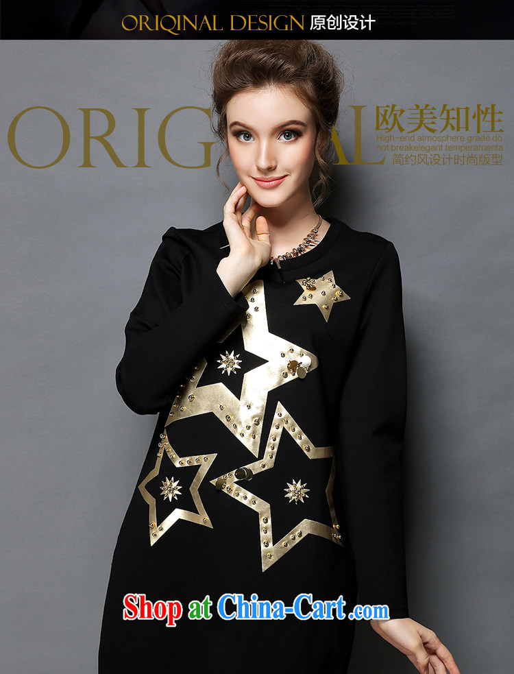 Emma European site high-end big and fat increases, with parquet drill dyeing beauty graphics thin thick sister dress black 4 XL (82.5 - 90 kg) pictures, price, brand platters! Elections are good character, the national distribution, so why buy now enjoy more preferential! Health