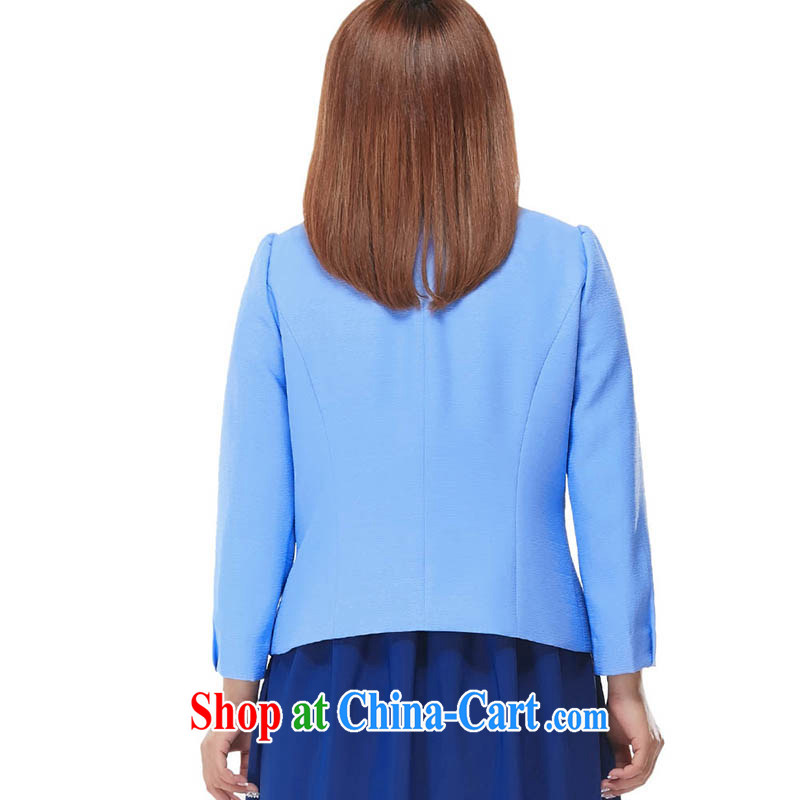 MSSHE XL ladies' 2015 new spring-elegant nails Pearl round-collar jacket cultivating short clearance 2467 blue 4 XL, Susan Carroll, Ms Elsie Leung Chow (MSSHE), online shopping