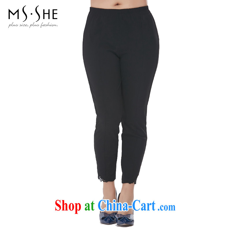 MsShe XL female 2015 summer new leisure Stretch video thin solid 9 pants pre-sale 2485 Black - pre-sale 6.30 day 6 T