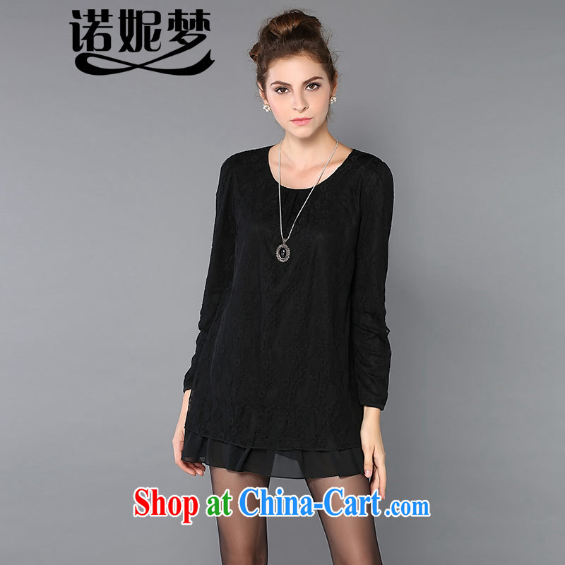 Connie's dream in Europe and indeed the XL female 200 Jack thick sister 2014 autumn and winter dresses stylish long-sleeved lace short skirt spring 1196 s black XXXL