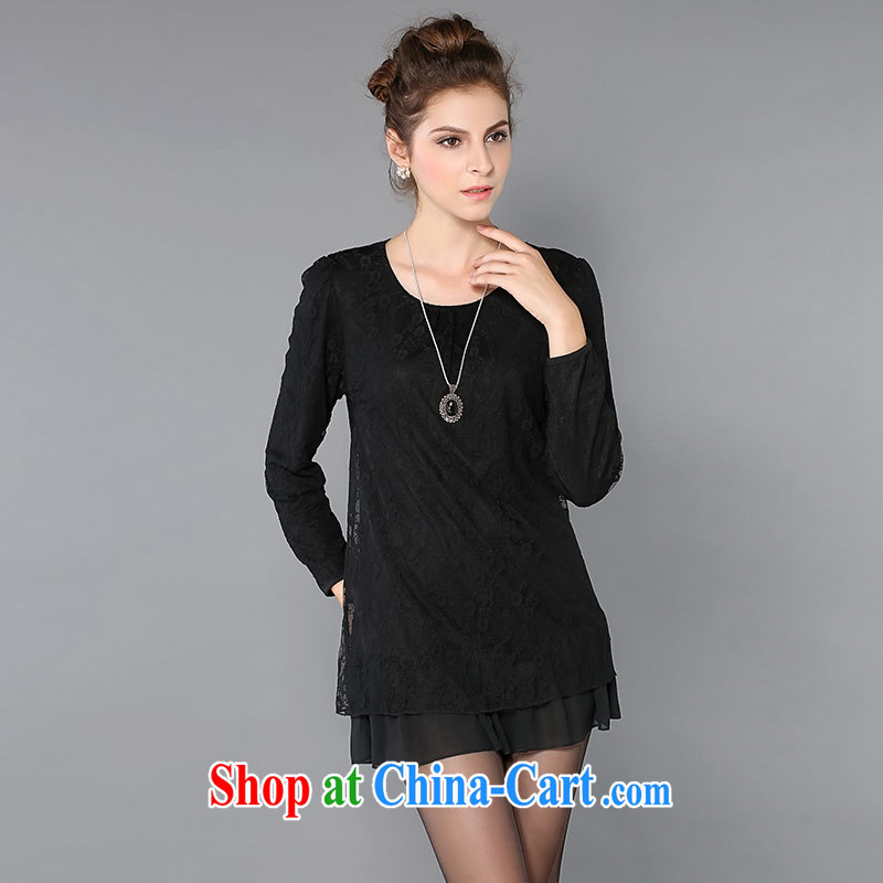 Connie's dream in Europe and indeed the XL female 200 Jack thick sister 2014 autumn and winter dresses and stylish long-sleeved lace short skirt Spring and Autumn 1196 s black XXXL, Connie dreams, and shopping on the Internet