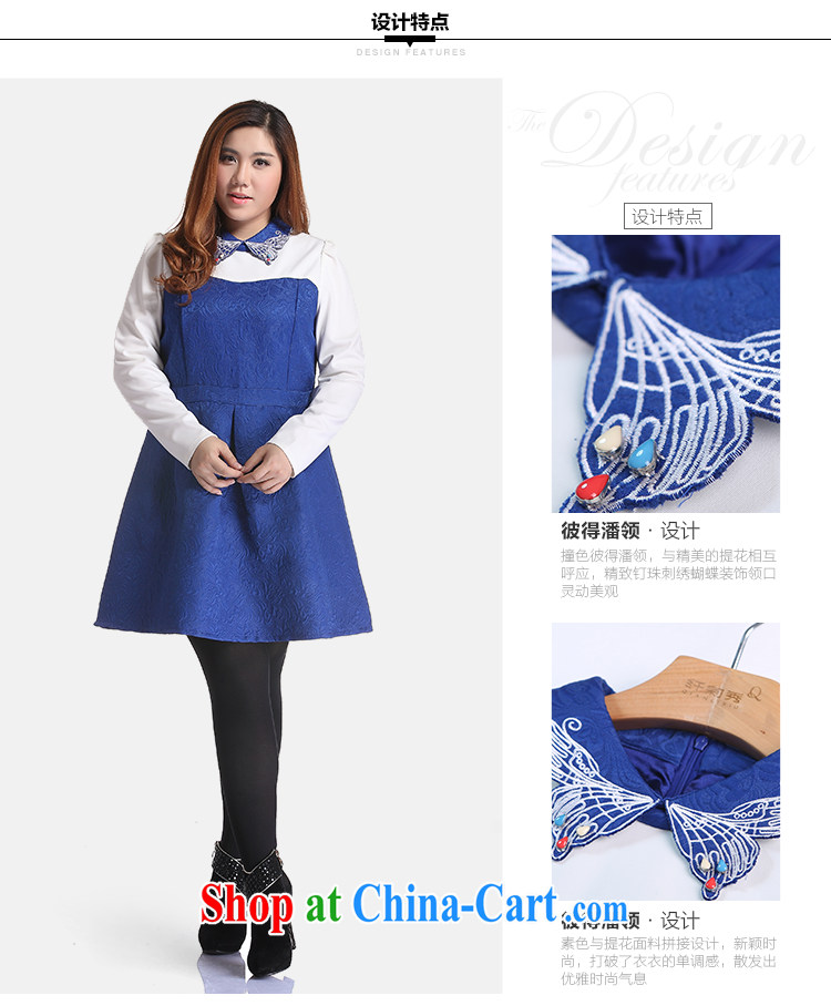 Slim LI Sau 2014 autumn and winter new large, stylish girl false Two bubble cuff Peter Pan collar butterfly graphics thin A swing dresses Q 6303 blue 2 XL pictures, price, brand platters! Elections are good character, the national distribution, so why buy now enjoy more preferential! Health