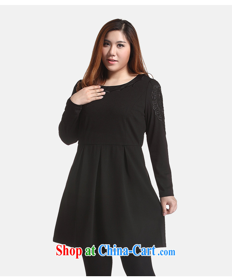 Slim LI Sau 2014 autumn and winter new large, stylish women sweet bubble cuff hit the stitching on the embroidery graphics thin A swing dresses Q 6322 black 3 XL pictures, price, brand platters! Elections are good character, the national distribution, so why buy now enjoy more preferential! Health