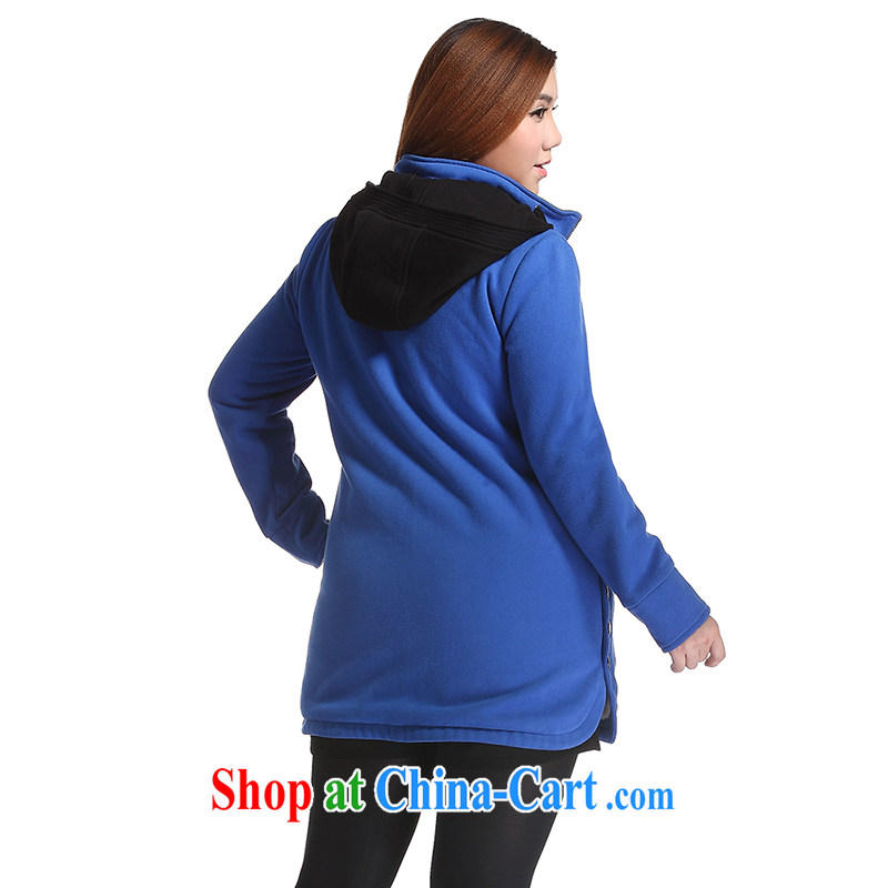 Slim LI Sau 2014 autumn and winter new, larger female knocked the CAP personalized skeleton thick warm long sweater jacket Q 6650 blue L, slim Li-su, and online shopping