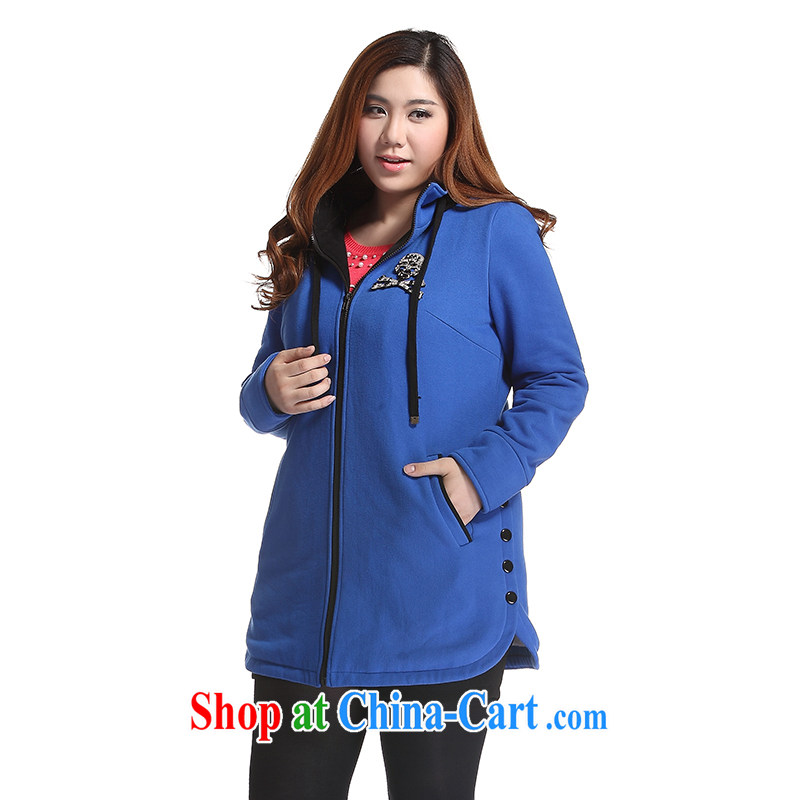Slim LI Sau 2014 autumn and winter new, larger female knocked the CAP personalized skeleton thick warm long sweater jacket Q 6650 blue L, slim Li-su, and online shopping