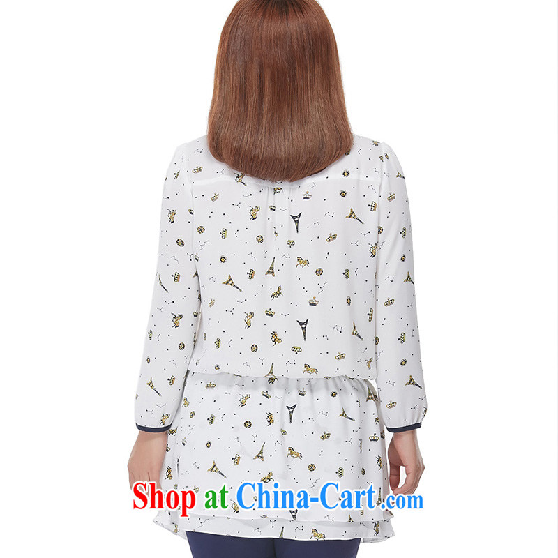 MSSHE XL female snow woven shirts 2015 summer new round-collar stamp flouncing snow woven shirts short-sleeved T-shirt 2501 stamp duty white long-sleeved 5 XL, Susan Carroll, Ms Elsie Leung Chow (MSSHE), online shopping