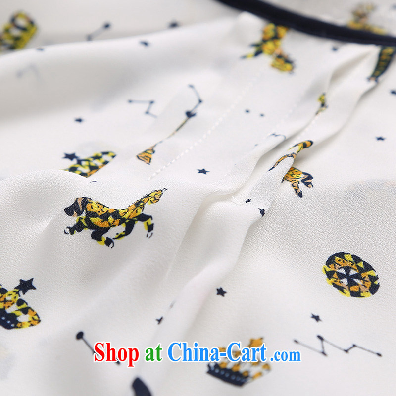 MSSHE XL female snow woven shirts 2015 summer new round-collar stamp flouncing snow woven shirts short-sleeved T-shirt 2501 stamp duty white long-sleeved 5 XL, Susan Carroll, Ms Elsie Leung Chow (MSSHE), online shopping