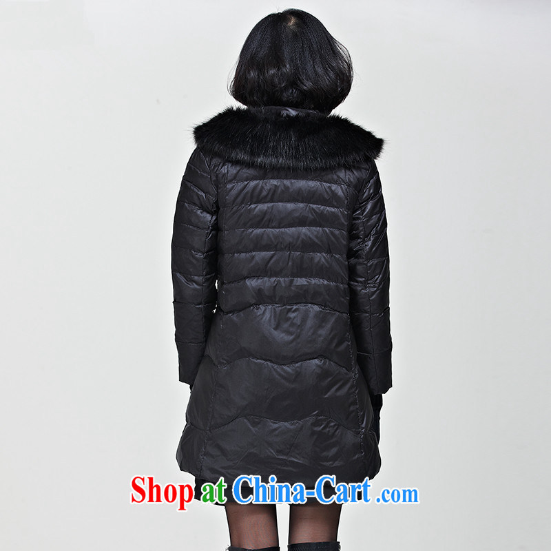 The fat increase, women's coats, long quilted coat, female fat MM winter clothing graphics thin-Nagymaros collar down warm cotton clothing 200 Jack mm thick beauty graphics thin quilted coat female black XXXXL, Biao (BIAOSHANG), online shopping