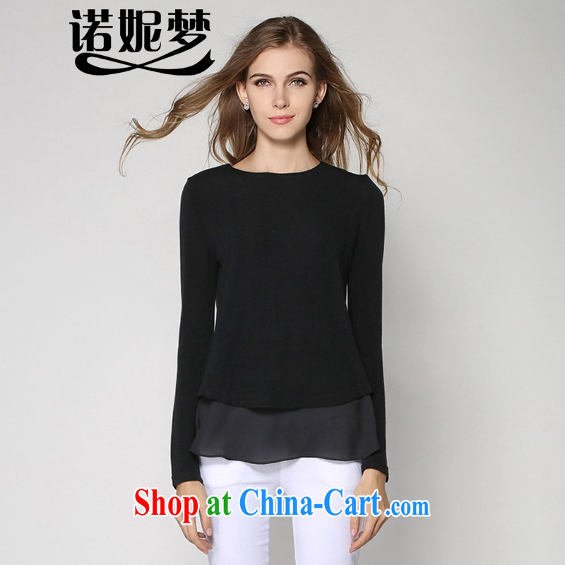 The Connie was a high-end European solid long-sleeved T-shirt and indeed increase, female 200 jack to wear 2014 autumn and winter with new stitching knitted T-shirt women s 1129 black XXXXXL
