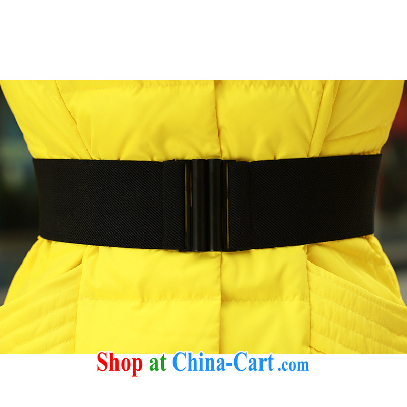 Pi-optimized Connie new winter clothing Korean Beauty larger female jacket, long, thick warm jacket with collar with Lap 16 lemon yellow beach wool 5 XL, optimize, Connie, and shopping on the Internet