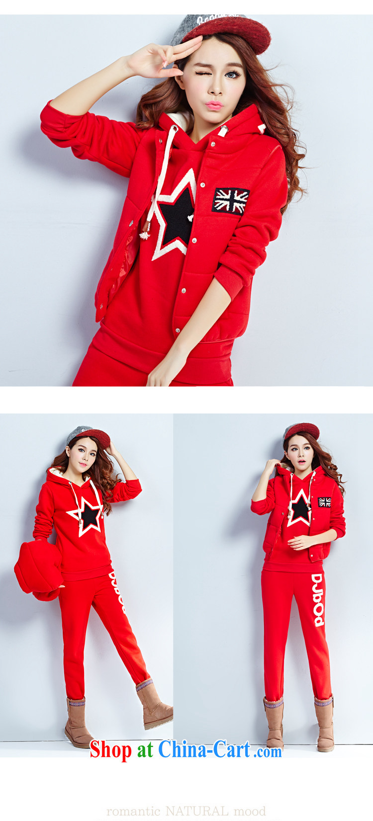 Winter clothing new 5 star letter embroidered the lint-free cloth thick stylish lounge beauty graphics thin sweater Korean version and a trousers 3-Piece female Red XXXL pictures, price, brand platters! Elections are good character, the national distribution, so why buy now enjoy more preferential! Health