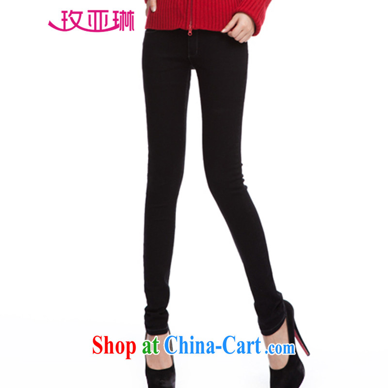 by Catherine IN THE 2015 Spring and Autumn and the Korean version of the greater, the lint-free cloth high-solid jeans pants girls MY 2011 black the lint-free cloth, XXL